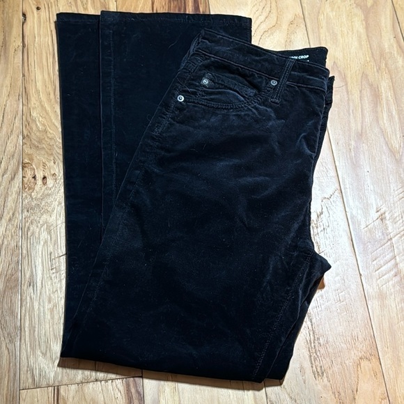 Adriano Goldschmied The Jodi Crop high Rise Slim Flare crop black velvet pants - Picture 4 of 13